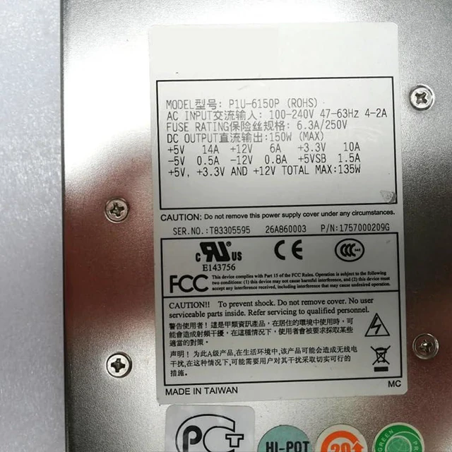Alt view image 6 of 6 - P1U-6150P Original New 150W Switching Power Supply for Adva ntech