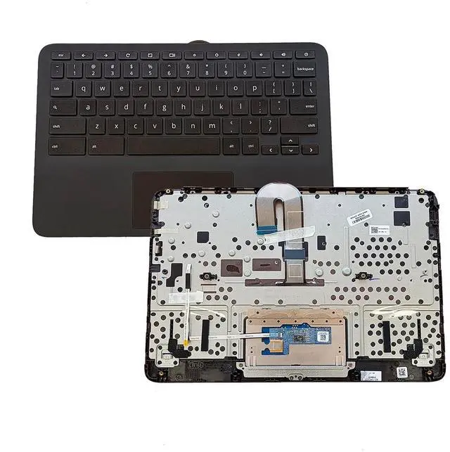 Main image of M44258-001 Replacement for HP Chromebook 11MK G9 EE Laptop Upper case Palmrest Assembly Part with US Keyboard and Touchpad Black