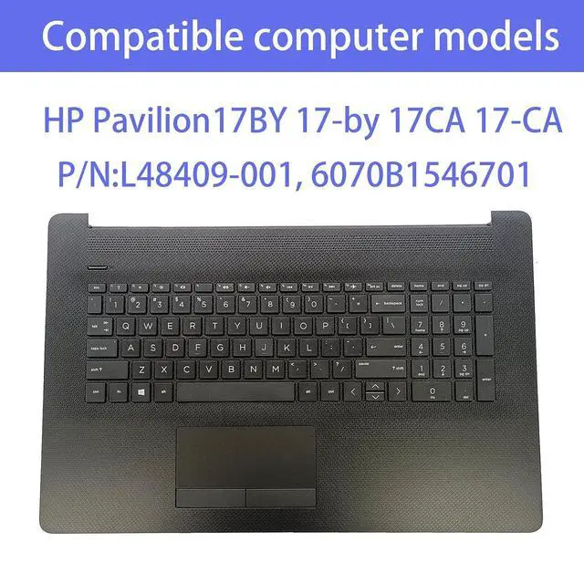 Alt view image 2 of 7 - Replacement for HP Pavilion17BY 17-by 17CA 17-CA Laptop Upper Top Cover Case Palmrest Not-Backlit Keyboard Touchpad Assembly Part L48409-001 6070B1546701