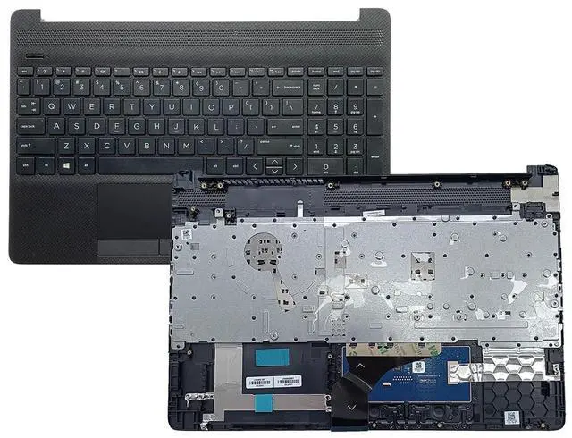 Main image of L94460-001 Replacement for HP 15S DU/DY/DW Laptop Upper case Palmrest Assembly Part with Non-Backlit US Keyboard and Touchpad Black