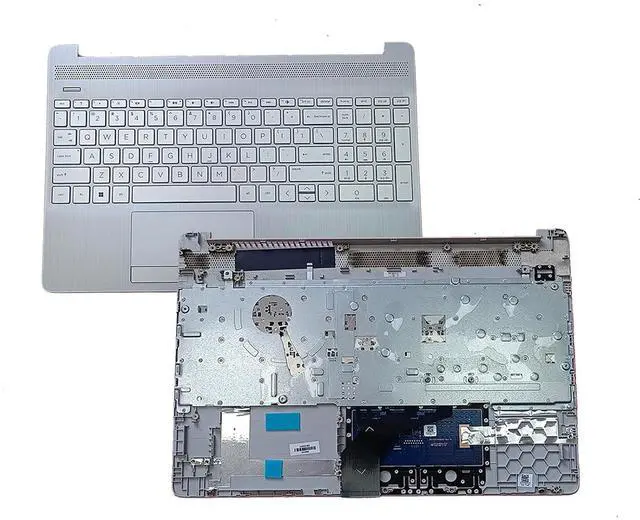 Alt view image 3 of 7 - Replacement for HP 15-DW 15S-DU 15S-DY 15-DW0081WM HP 15-DW1081WM 15-DW1083WM 15-DW0083WM Laptop Upper Top Cover Case Palmrest Non-Backlit Keyboard Touchpad Assembly Part L52023-001 Sliver