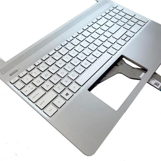 Alt view image 4 of 7 - Replacement for HP 15-DY 15-EF 15s-eq 15s-fq 15T-DY100 15Z-EF100 17-CA1022CY 14-dh1000 15 inch Laptop Upper Top Cover Case Palmrest Not-Backlit Keyboard Assembly Part L63578-001 Sliver
