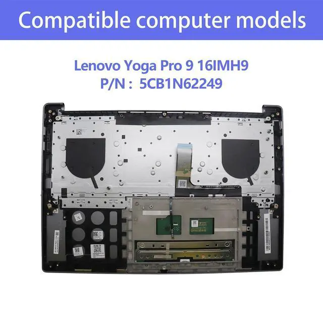 Alt view image 2 of 7 - 5CB1N62249 Replacement for Lenovo Yoga Pro 916IMH9 Laptop Upper Top Cover Case Palmrest Backlit US Keyboard Touchpad Assembly Part