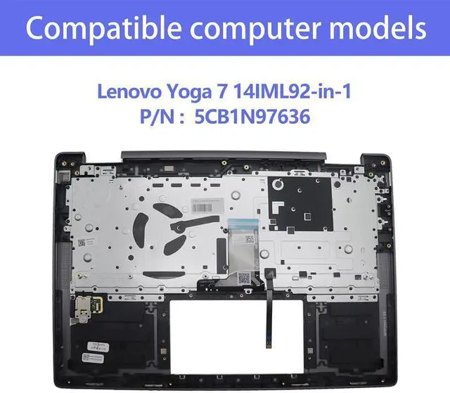 Alt view image 2 of 7 - 5CB1N97636 Replacement for Lenovo Yoga 7 2-in-1 14IML9 Laptop Upper Top Cover Case Palmrest Backlit US Keyboard Assembly Part