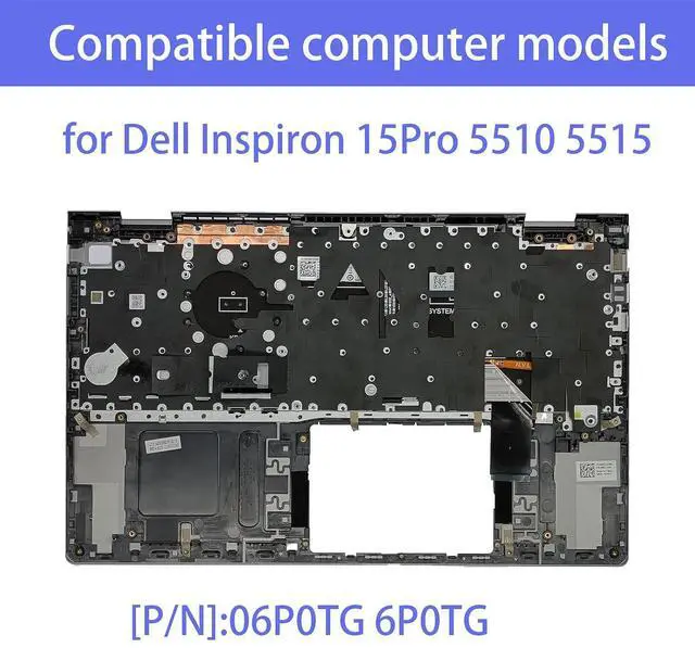 Alt view image 2 of 7 - 06P0TG 6P0TG Replacement for Dell Inspiron 15Pro 5510 5515 Laptop Upper Top Cover Case Palmrest US Keyboard Assembly Part