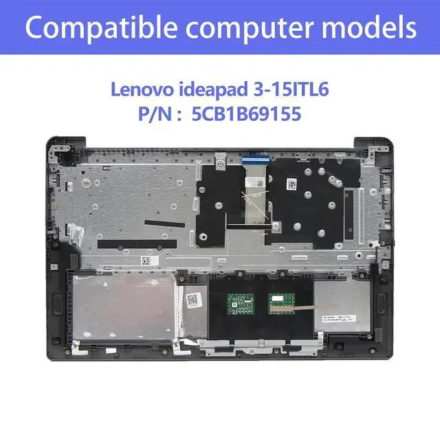 Alt view image 2 of 7 - 5CB1B69155 Replacement for Lenovo ideapad 3-15ITL6 Laptop Upper Top Cover Case Palmrest Not-Backlit US Keyboard Touchpad Assembly Part