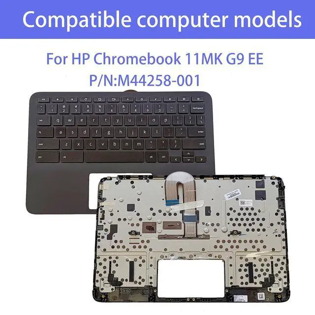 Alt view image 2 of 7 - Replacement for HP Chromebook 11MK G9 EE Laptop Upper Top Cover Case Palmrest Keyboard Assembly Part M44258-001 Black