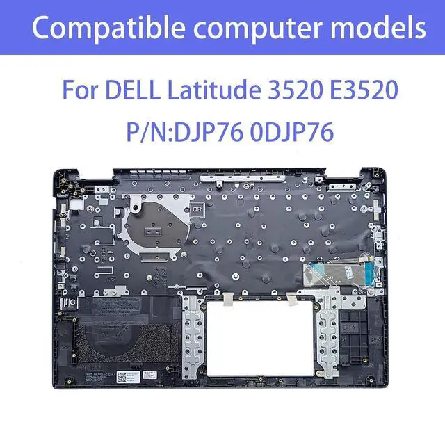 Alt view image 2 of 7 - DJP76 0DJP76 Replacement for DELL Latitude 3520 E3520 Laptop Upper Top Cover Case Palmrest Not-Backlit US Keyboard Assembly Part Black