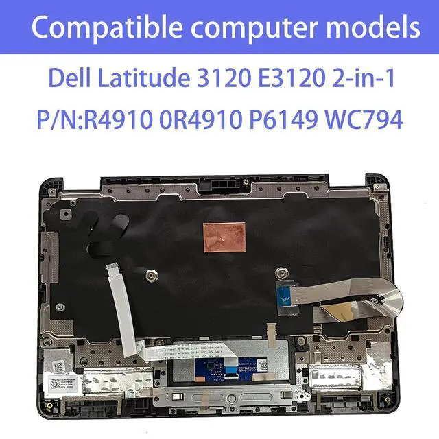 Alt view image 2 of 7 - Replacement for Dell Latitude 3120 E3120 2-in-1 Laptop Upper Top Cover Case Palmrest Not-Backlit US Keyboard Touchpad Assembly Part R4910 0R4910 P6149 WC794