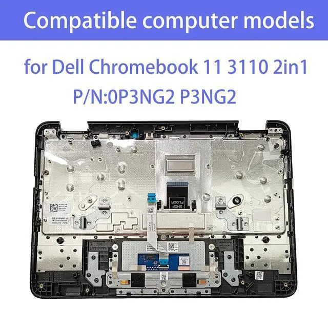 Alt view image 2 of 7 - Replacement for Dell Chromebook 11 3110 2in1 Laptop Upper Top Cover Case Palmrest Keyboard Touchpad Assembly Part 0P3NG2 P3NG2