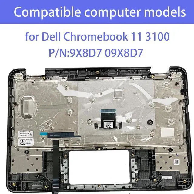 Alt view image 2 of 7 - Replacement for Dell Chromebook 11 3100 Laptop Upper Top Cover Case Palmrest Not-Backlit Keyboard Assembly Part 9X8D7 09X8D7
