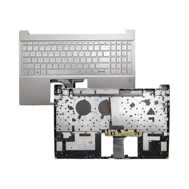 Alt view image 3 of 7 - M08912-001 Replacement for HP 15-EG 15-EH 15t-EG 15Z-EH 15-EG0067S Laptop Upper Top Cover Case Palmrest Backlit US Keyboard Assembly Part Silver NOT-Fingerprints
