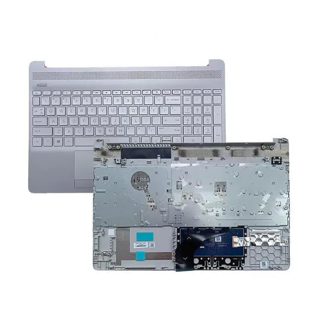 Alt view image 3 of 7 - L52155-001 Replacement for HP 15T-DW200 15T-DW300 15Z-GW000 15-DW3032CL 15T-DW 15-DW 15-GW 15s-du Laptop Upper Top Cover Case Palmrest NOT-Backlit US Keyboard Touchpad Assembly Part Sliver