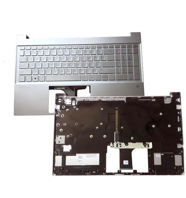 Alt view image 3 of 7 - M76640-001 M76638-001 Replacement for HP 15-EG 15-EH 15t-EG 15Z-EH 15-EG0067S Laptop Upper Top Cover Case Palmrest Backlit US Keyboard Assembly Part Without SD with Fingerprints Silver