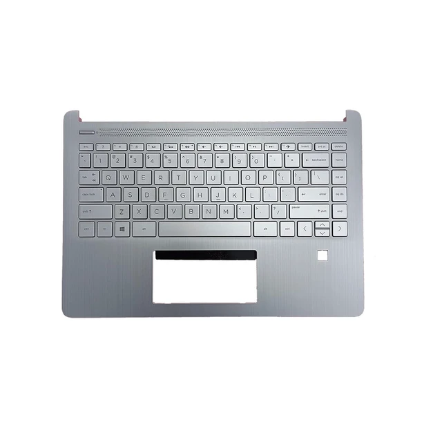 Alt view image 7 of 7 - L61507-001 Replacement for HP 14T-DQ 14s-dq 14s-dr 14Z-FQ 14s-fq 14-dqLaptop Upper Top Cover Case Palmrest Backlit US Keyboard Assembly Partd with Fingerprint Hole Sliver
