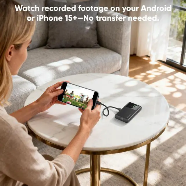 Alt view image 3 of 7 - HDMI Capture Card, Standalone Video Recorder with 4K60 Passthrough & 1080p60 Recording, HDMI or DisplayPort Over USB-C, AUX Earphone Monitor, Phone, PC, Media Player, TV Stick