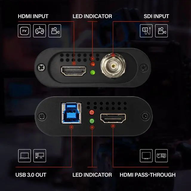 Alt view image 7 of 7 - USB 3.0 HDMI SDI Video Capture Card, Broadcast Game Live Stream, HDMI to USB 3.0 Dongle HD 1080P Live Streaming Video Game Grabber Converter Free Driver(UC3200HS)