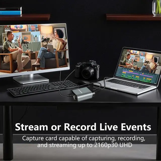 Alt view image 2 of 7 - 4k HDMI SDI Video Capture Card, 4K30 HDMI to USB 3.0 Capture Card for Streaming Work with Camera/Xbox/PS4/PS5/PC/OBS