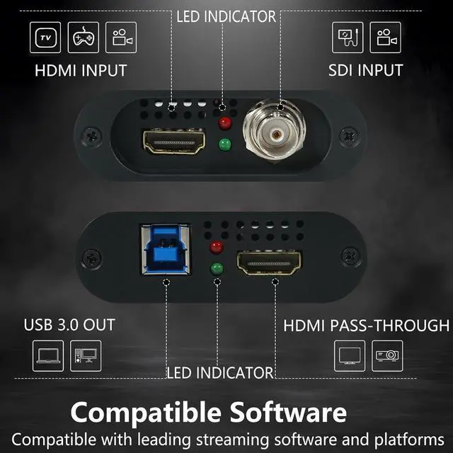 Alt view image 7 of 7 - 4k HDMI SDI Video Capture Card, 4K30 HDMI to USB 3.0 Capture Card for Streaming Work with Camera/Xbox/PS4/PS5/PC/OBS
