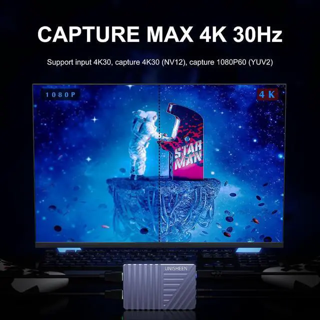 Alt view image 3 of 7 - 2 Channel HDMI Video Capture Card,4K30 Input Video Broadcast Game Live Stream,HDMI to USB 3.1 Gen2 HD Live Streaming Video Grabber Converter Free Driver