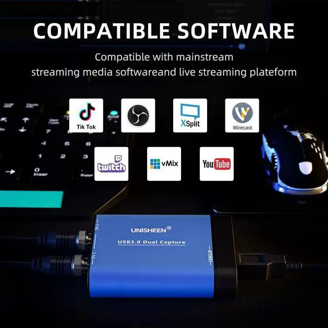 Alt view image 6 of 7 - USB 3.0 SDI Dual Input Capture Card, 1080P Video Broadcast Game Live Stream, SDI to USB 3.0 HD Live Streaming Video Grabber Converter Free Driver
