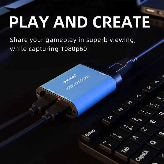 Alt view image 2 of 6 - Dual Input Capture Card - HDMI to USB 3.0 Video Capture Device, 1080P 60fps UVC YUV422 PnP HD Video Grabber Converter for Game Recording & Live Streaming - No Drivers Needed