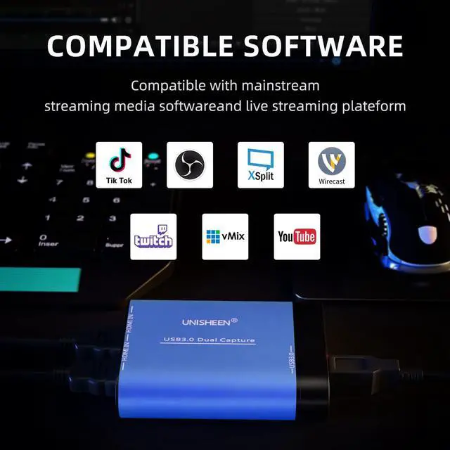 Alt view image 6 of 6 - Dual Input Capture Card - HDMI to USB 3.0 Video Capture Device, 1080P 60fps UVC YUV422 PnP HD Video Grabber Converter for Game Recording & Live Streaming - No Drivers Needed