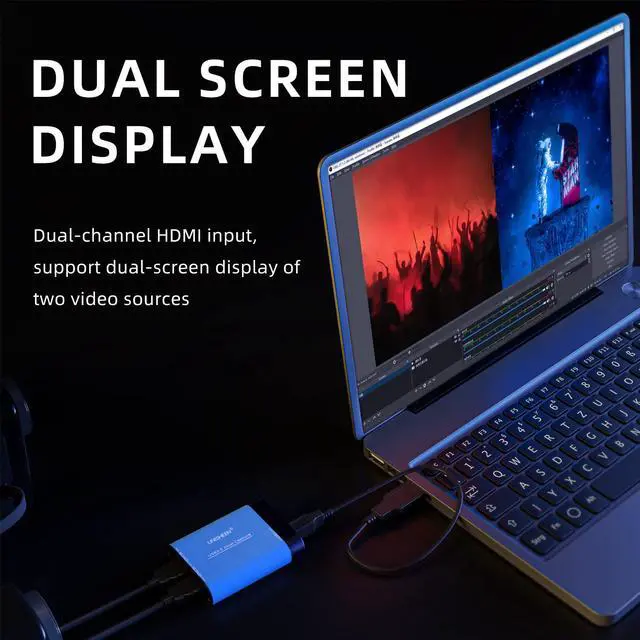 Alt view image 5 of 6 - Dual Input Capture Card - HDMI to USB 3.0 Video Capture Device, 1080P 60fps UVC YUV422 PnP HD Video Grabber Converter for Game Recording & Live Streaming - No Drivers Needed