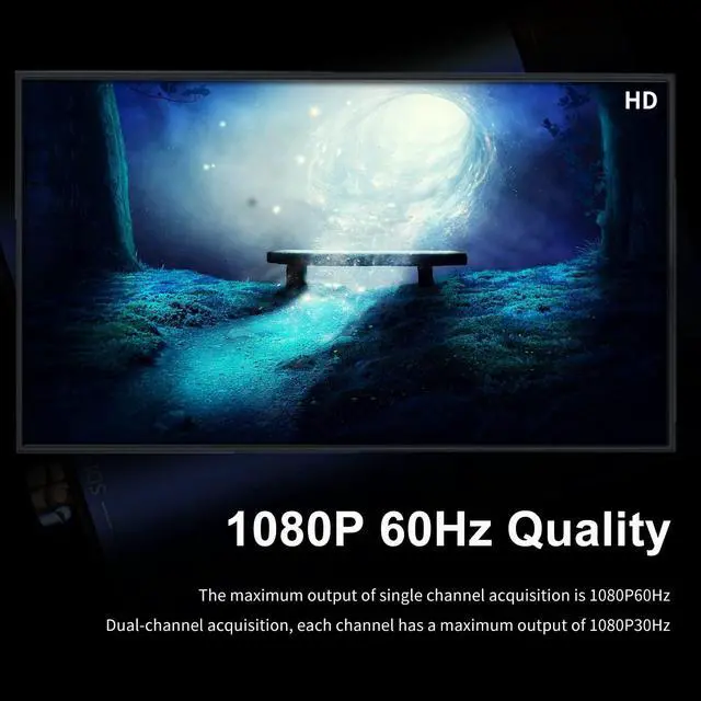 Alt view image 7 of 7 - 1080P Dual Input Capture Card - HDMI to USB 3.0 Video Capture Device, 60fps UVC YUV422 Plug and Play HD Video Grabber for Game Recording and Live Streaming - No Drivers Required