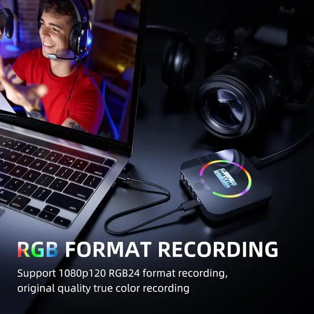 Alt view image 3 of 7 - USB 3.2 4K60 Game Capture Card - 1080P 240 FPS & HDR VRR Passthrough, Near-Zero Latency, OBS Certified, Plug & Play - Record & Stream with PC, PS5, Switch