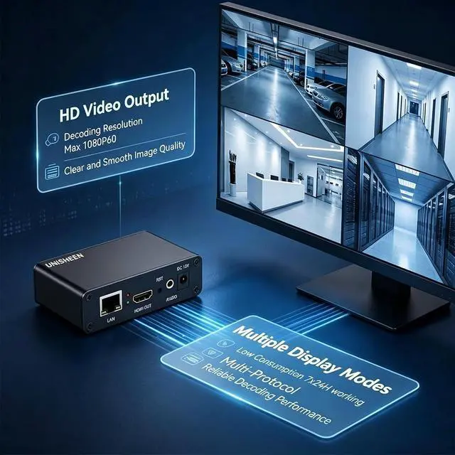 Alt view image 2 of 7 - 1080P60 Video Decoder,Low Cost H265 H.264 Stream SRT RTMP RTSP UDP IPTV IPC Video Topbox Player Decoder Play Video Streaming