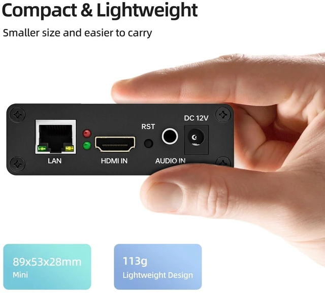 Alt view image 4 of 7 - 1080P60 HDMI Video Encoder, H.265/H.264 Live Streaming Encoder, HDMI to RTSP/RTMP/SRT/HLS/WebRTC IPTV Encoder for YouTube Facebook Live, Browser Setup, No PC Software Needed