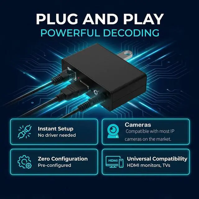 Alt view image 5 of 7 - 1080P60 Video Decoder,Low Cost H265 H.264 Stream SRT RTMP RTSP UDP IPTV IPC Video Topbox Player Decoder Play Video Streaming