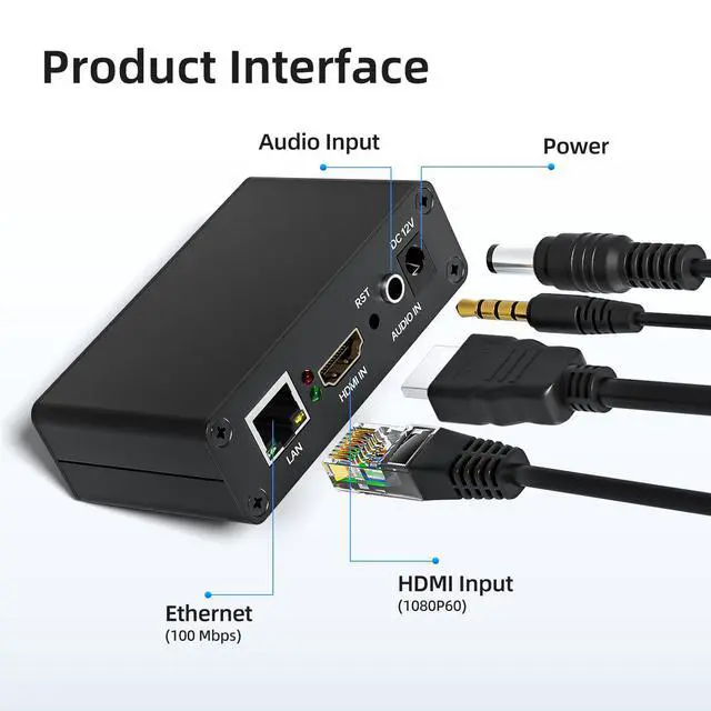 Alt view image 6 of 7 - 1080P60 HDMI Video Encoder, H.265/H.264 Live Streaming Encoder, HDMI to RTSP/RTMP/SRT/HLS/WebRTC IPTV Encoder for YouTube Facebook Live, Browser Setup, No PC Software Needed
