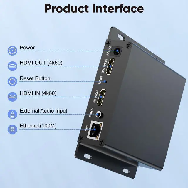 Alt view image 2 of 6 - 1080p60 PoE HDMI Video Encoder, 4K60 Input with Lossless Loop-Out, H.265/H.264 Live Streaming Encoder, HDMI to RTSP/RTMP/SRT/HLS/WebRTC for YouTube Facebook Twitch, ONVIF & Browser Setup