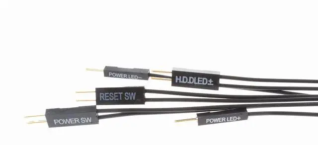 Alt view image 3 of 7 - Motherboard Extension Cable Set 22AWG Silver Plated Cable Gold-Plated Plug Power SW Power LED HDD LED Reset SW Four Kinds Extension for PC DIY (0.4 Meters, Black)