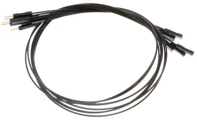 Alt view image 7 of 7 - Motherboard Extension Cable Set 22AWG Silver Plated Cable Gold-Plated Plug Power SW Power LED HDD LED Reset SW Four Kinds Extension for PC DIY (0.4 Meters, Black)