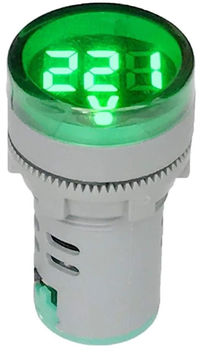 Alt view image 3 of 6 - 80-500V AC Digital Voltmeter 110V 220V 380V Red Green Yellow Blue White LCD Digital Display Small Round Head (Pack of 2) (Green)