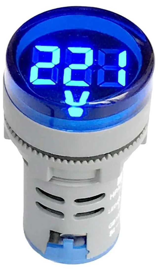 Alt view image 3 of 6 - 80-500V AC Digital Voltmeter 110V 220V 380V Red Green Yellow Blue White LCD Digital Display Small Round Head (Pack of 2) (Blue)