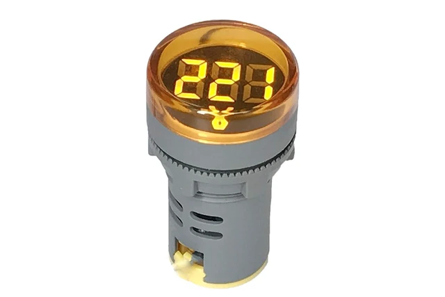 Alt view image 3 of 6 - 80-500V AC Digital Voltmeter 110V 220V 380V Red Green Yellow Blue White LCD Digital Display Small Round Head (Pack of 2) (Yellow)