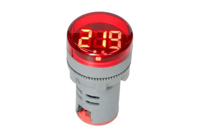 Alt view image 3 of 6 - 80-500V AC Digital Voltmeter 110V 220V 380V Red Green Yellow Blue White LCD Digital Display Small Round Head (Pack of 2) (Red)