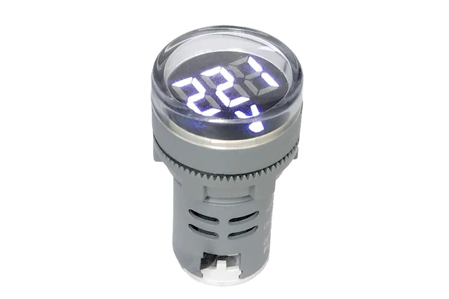 Alt view image 3 of 6 - 80-500V AC Digital Voltmeter 110V 220V 380V Red Green Yellow Blue White LCD Digital Display Small Round Head (Pack of 2) (White)