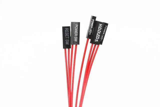 Alt view image 2 of 6 - Motherboard Extension Cable Set 22AWG Silver Plated Cable Gold-Plated Plug Power SW Power LED HDD LED Reset SW Four Kinds Extension for PC DIY (0.3 Meters, Red)