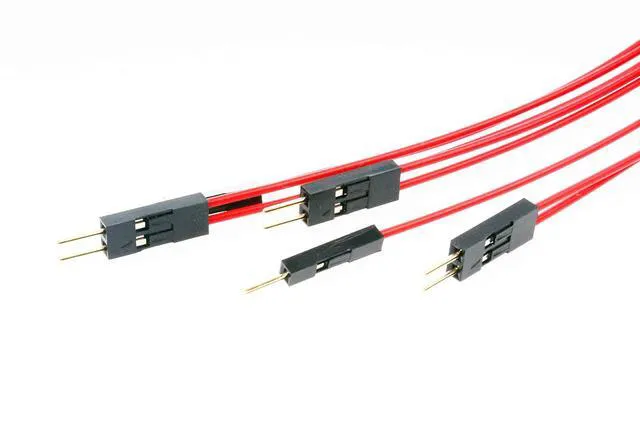 Alt view image 5 of 6 - Motherboard Extension Cable Set 22AWG Silver Plated Cable Gold-Plated Plug Power SW Power LED HDD LED Reset SW Four Kinds Extension for PC DIY (0.3 Meters, Red)