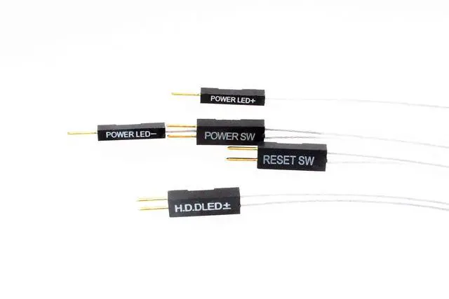 Alt view image 2 of 6 - Motherboard Extension Cable Set 22AWG Silver Plated Cable Gold-Plated Plug Power SW Power LED HDD LED Reset SW Four Kinds Extension for PC DIY (0.3meters, Silver)