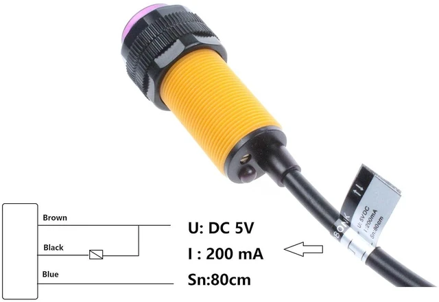 Alt view image 2 of 5 - E18-D80NK Adjustable Infrared Obstacle Avoidance Detection Sensor 5V Switch Detect 3-80cm