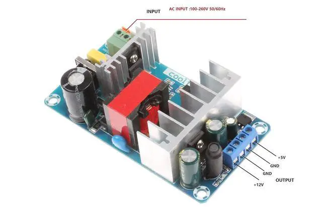 Alt view image 2 of 7 - AC to DC Power Supply Module DC 12V 8A, 5V 1A Dual Output AC 120V 100-260V to 12V 5V 100W Industrial Power Module (Dual Output 12V 8A, 5V 1A)