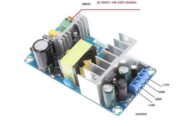 Alt view image 2 of 6 - AC to DC Power Supply Module DC 24V 4A 12V 1A Dual Output AC 120V 100-260V to 24V 12V 100W Industrial Power Module (Dual Output 24V 4A, 12V 1A, Blue)