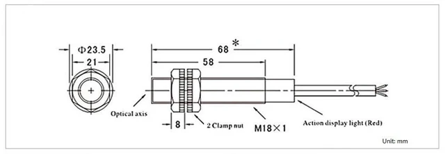 Alt view image 3 of 7 - E3F-DS10C4 Proximity Switch Photoelectric Sensor 10cm Detection Distance Diffuse Reflection Infrared Sensor DC 6-36V 3-Wire NPN NO