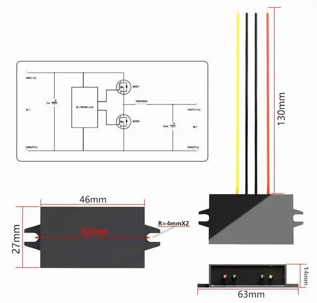 Alt view image 2 of 7 - DC to DC 9V 3A Converter Buck Module 12V 16V 6V-22V Power Converter IP67 Waterproof With Overcurrent Overheat Short-Circuit Undervoltage Protection (Black)